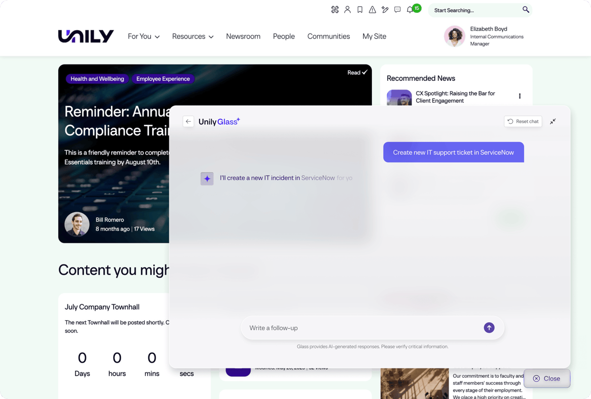 Unily Glass - Conversational UI