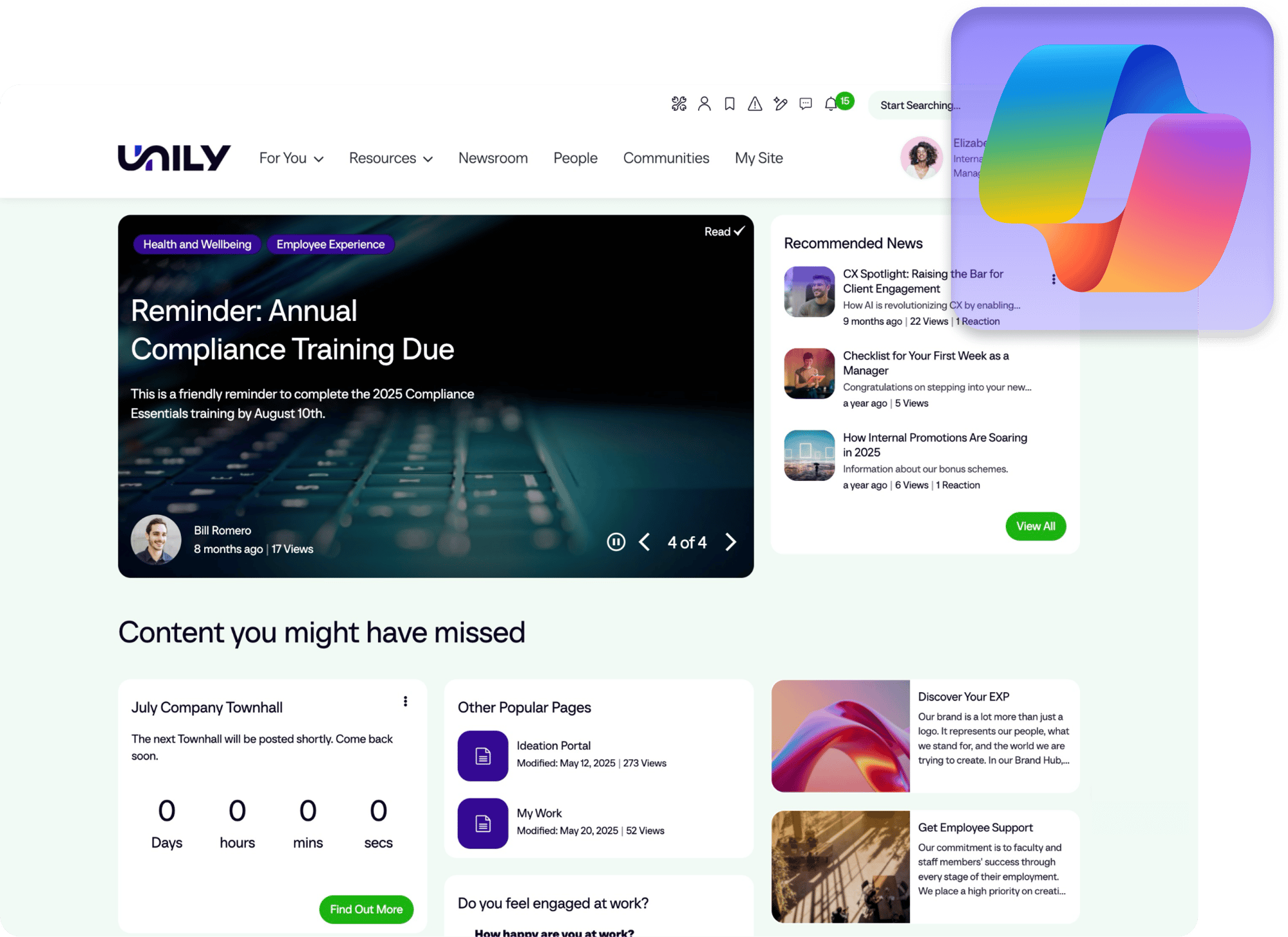 Co-pilot - surfaced intranet