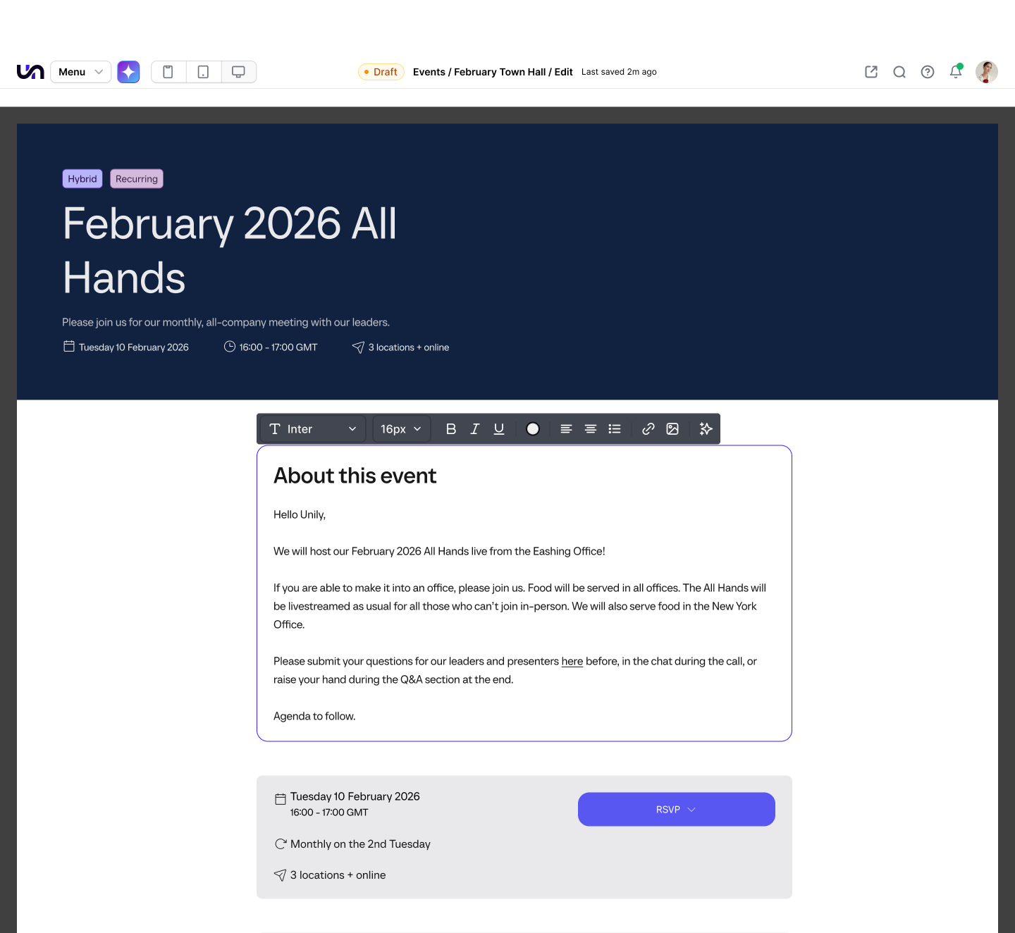 Events - FE Experience
