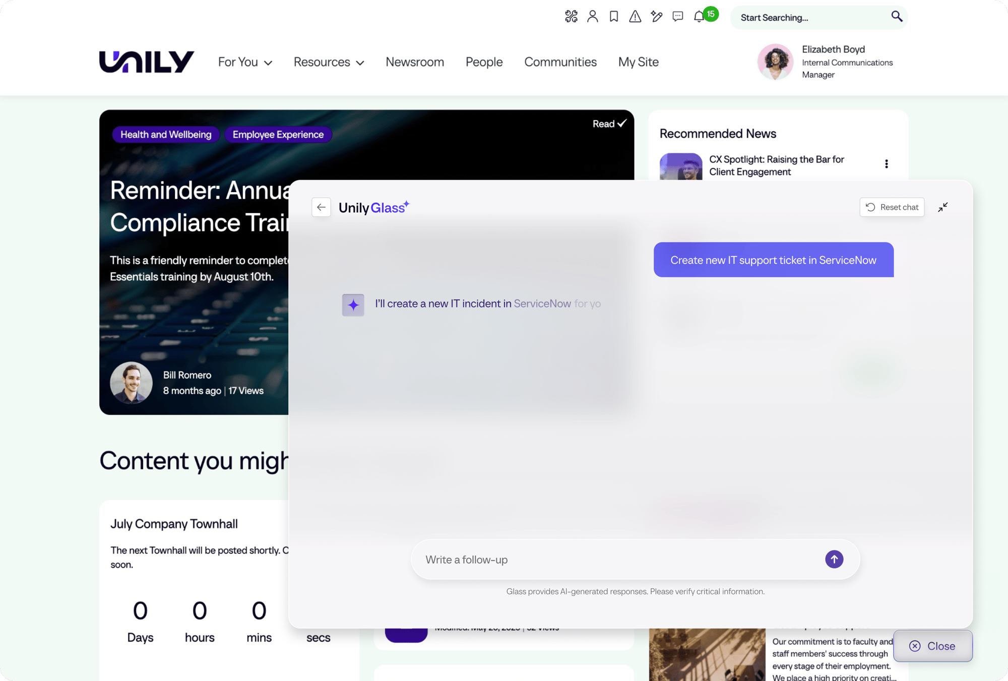 Unily Glass - Conversational UI