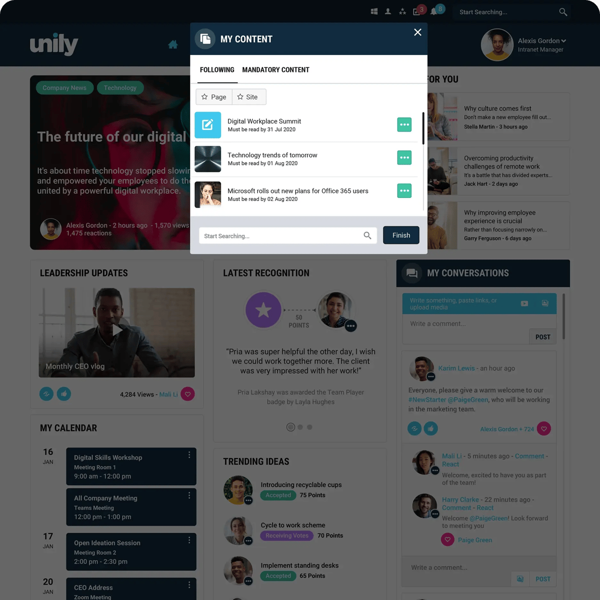 Unily Features Unily introduces follow feature and notification upgrades
