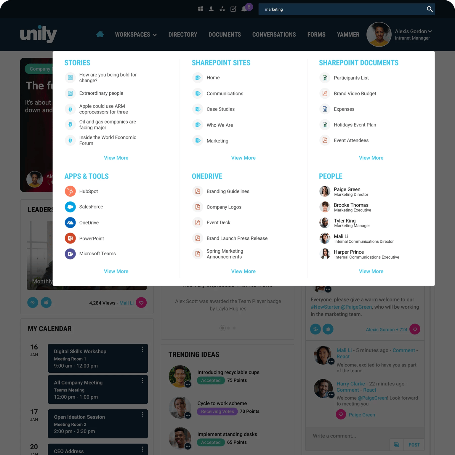 Unily Platform Top 5 Unily features to share knowledge across your organization