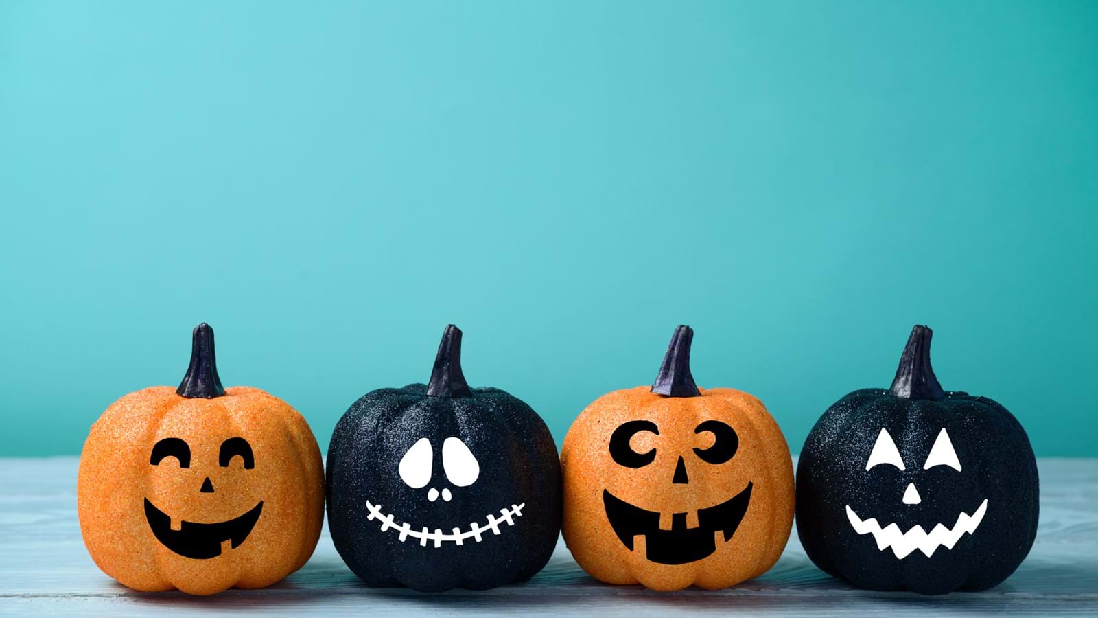 Four scary Halloween pumpkins 