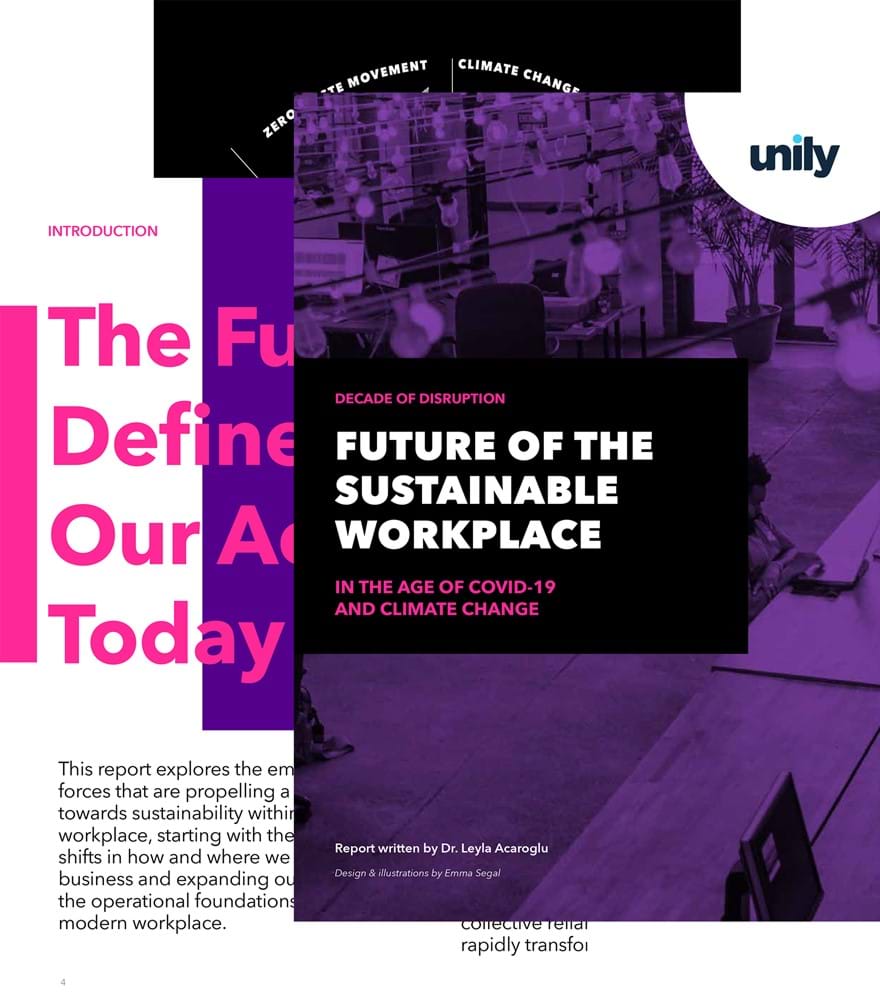 Unily Future of the Sustainable Workplace Guide front cover
