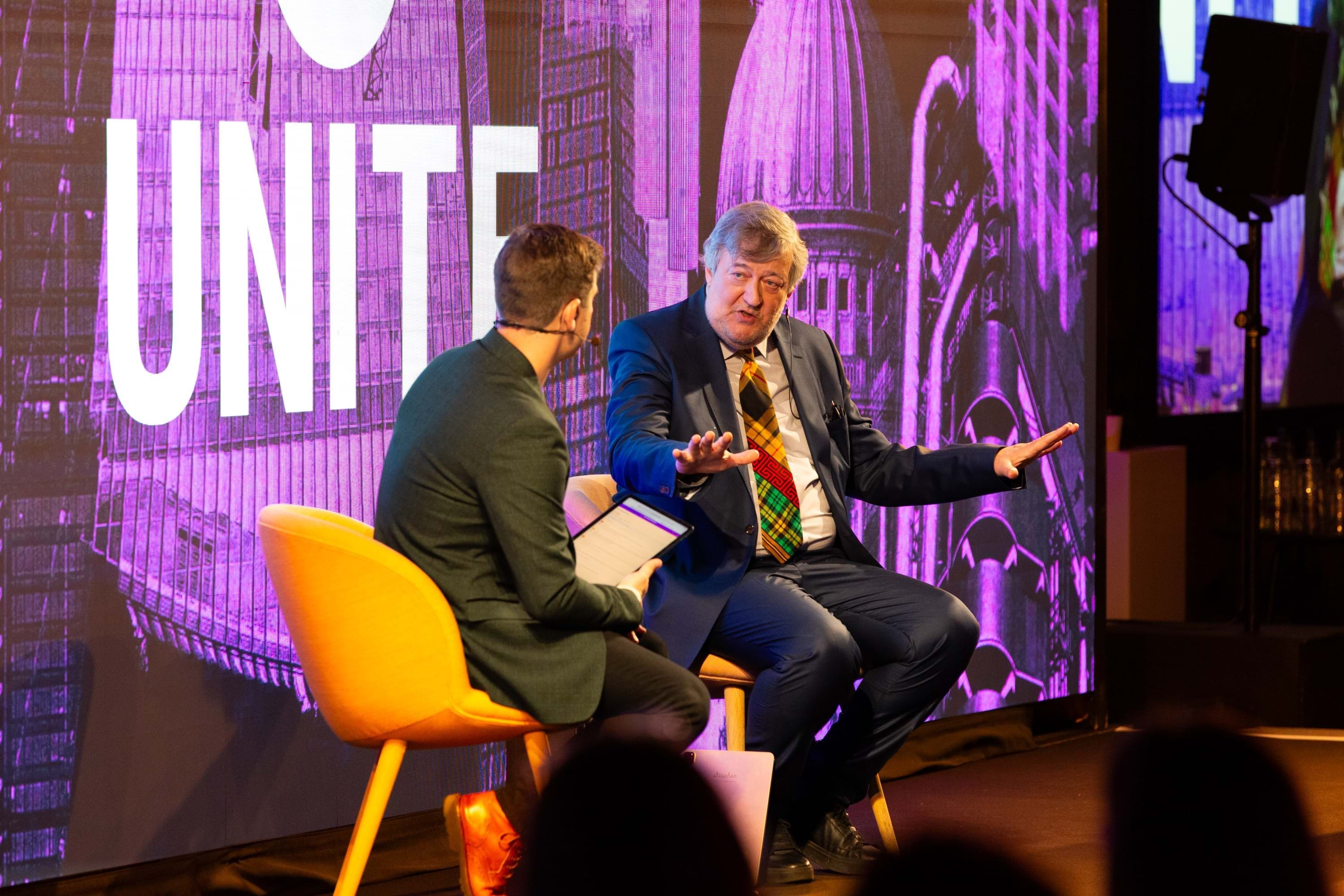 Matthew Boyd interviewing Stephen Fry at Unite 23