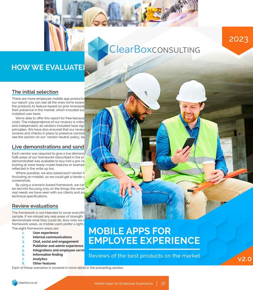 'ClearBox Mobile Apps for Employee Experience' report flat pages