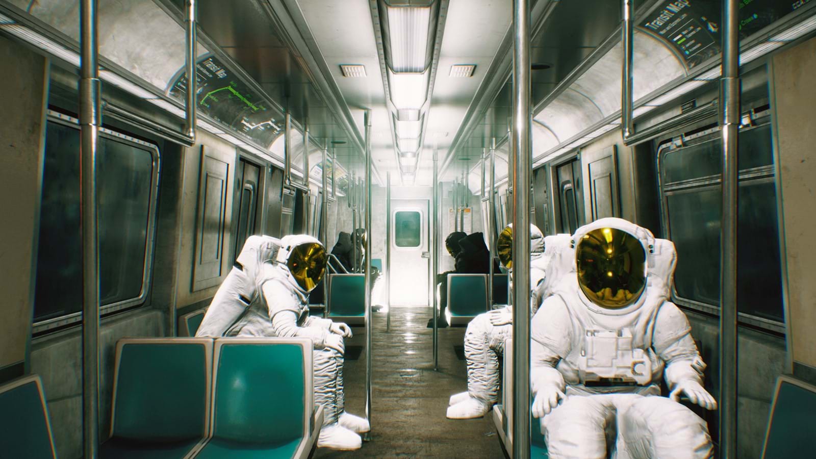 Astronauts on subway